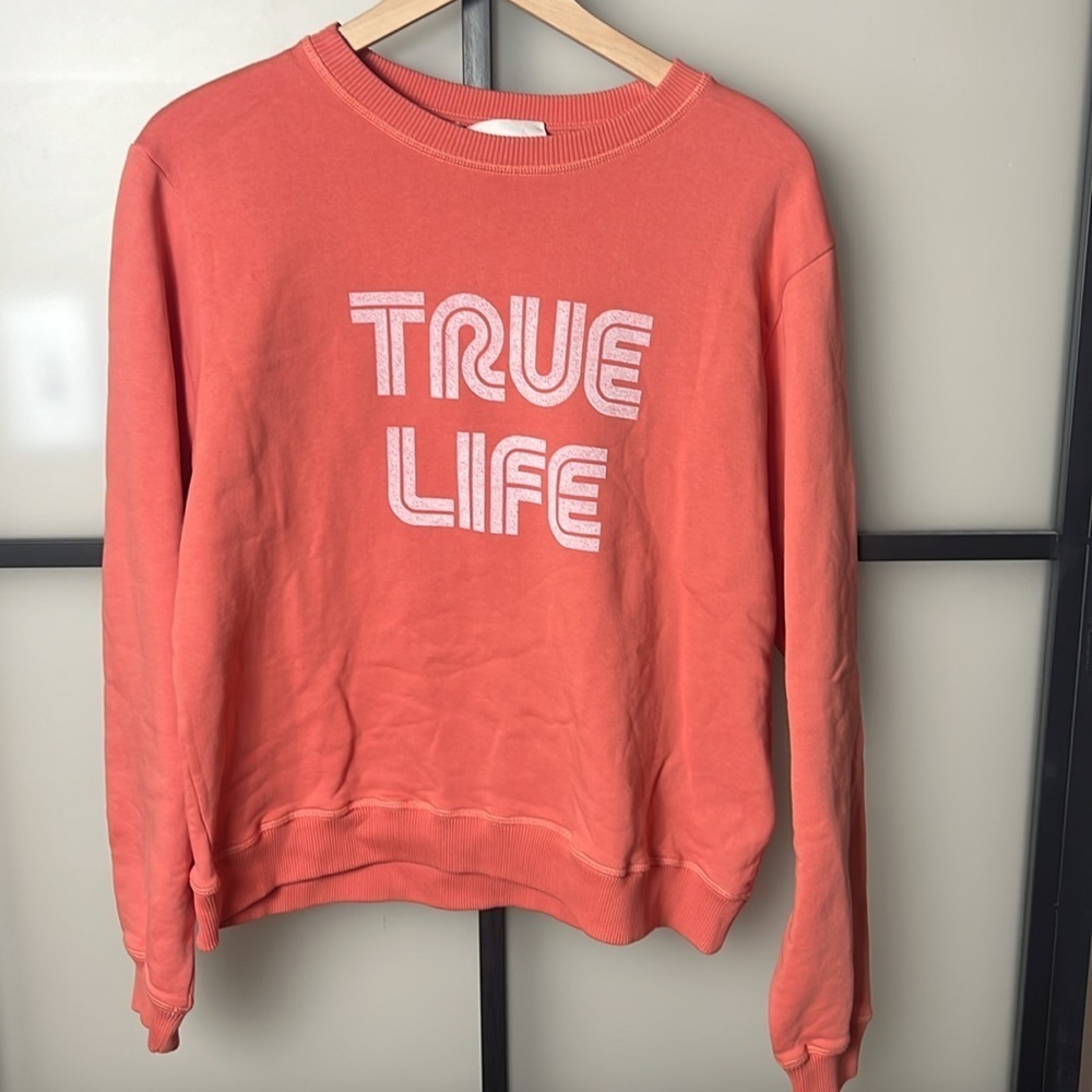 NWT ba&sh TARAH PRINTED FRENCH COTTON-TERRY SWEATSHIRT IN PINK Size Large